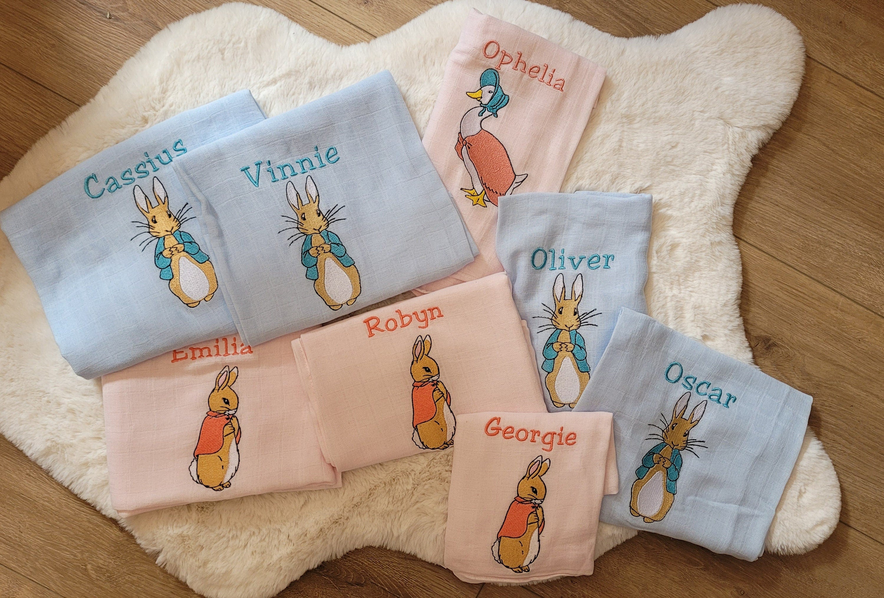 embroidered personalised muslin burbing cloth, new baby gift , baby shower, nursery decor