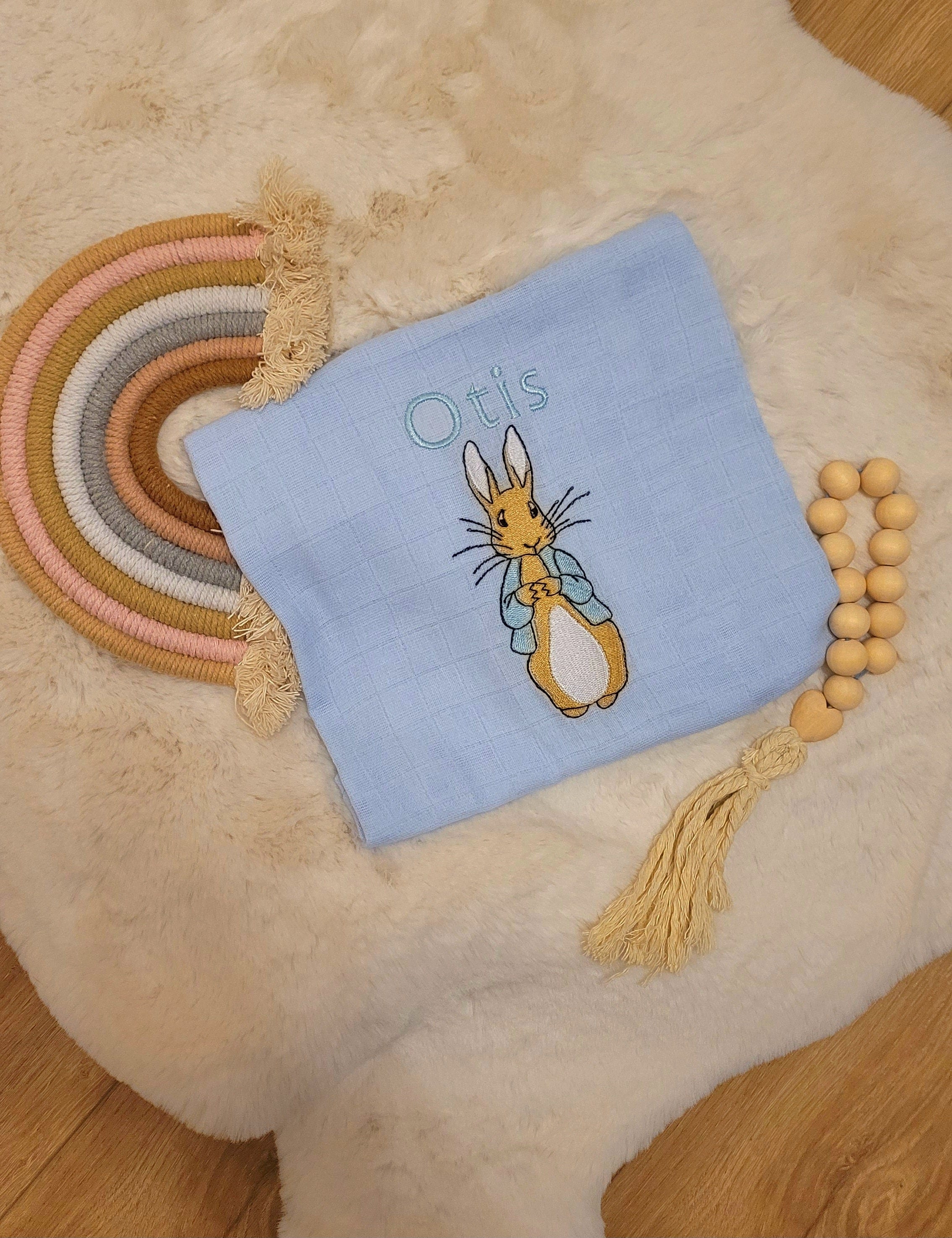 embroidered personalised muslin burbing cloth, new baby gift , baby shower, nursery decor