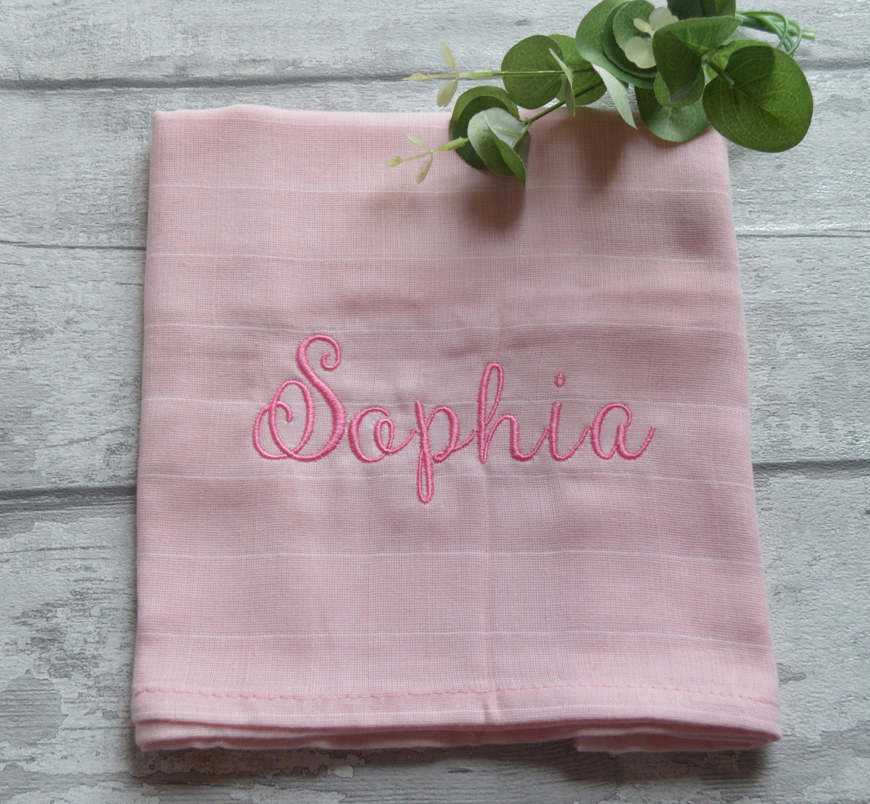 Embroidered Personalised Muslin Burp Cloth | Baby Shower Gift