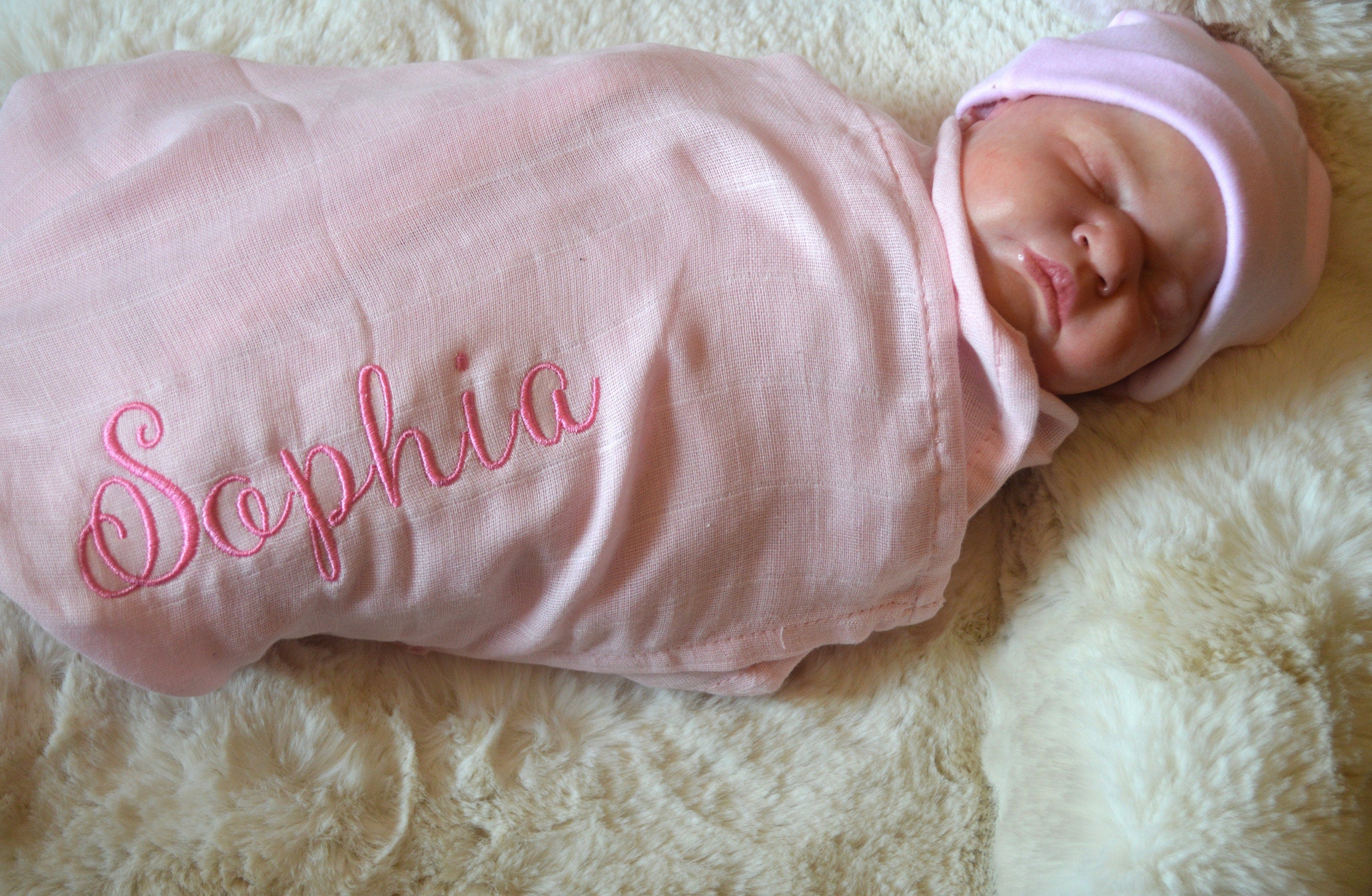 Embroidered Name Muslin Burp Cloth | Personalized Baby Gift