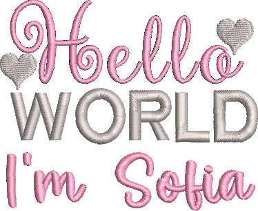 Embroidered Personalized Baby Sleepsuit: Hello World, Stars or Hearts