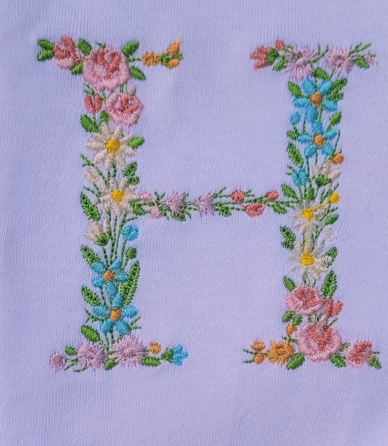 Embroidered Floral Letter Baby Sleepsuit - Personalized Name Gift