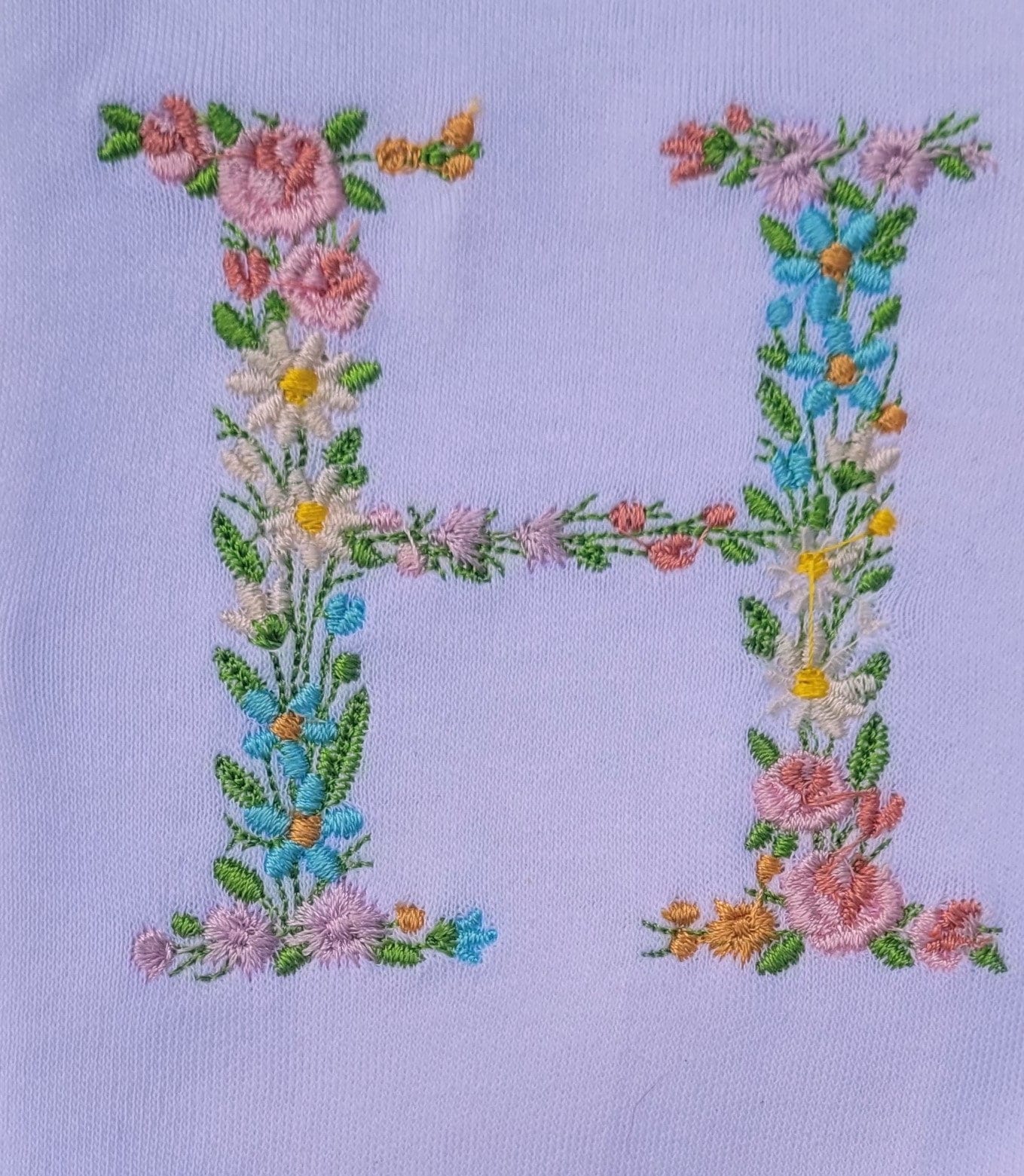 Embroidered Floral Letter Baby Sleepsuit - Personalized Cotton Gift