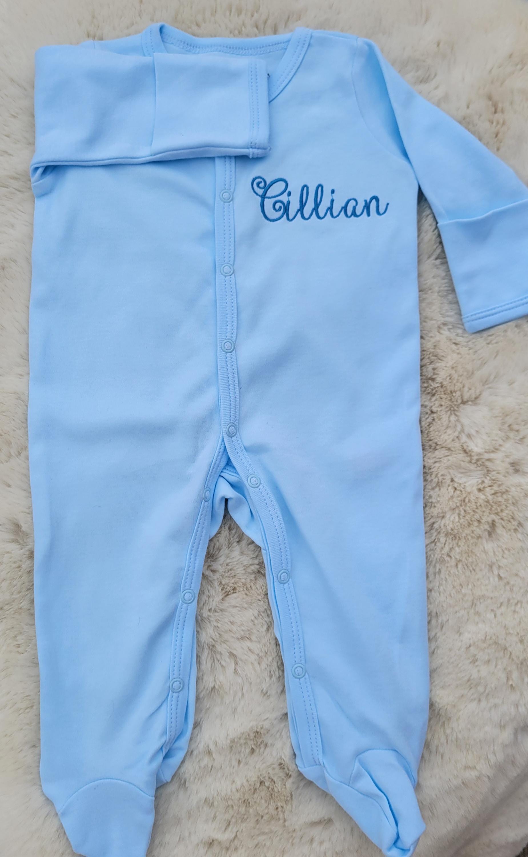 Embroidered Name Baby Sleepsuit: Personalized Cotton Gift