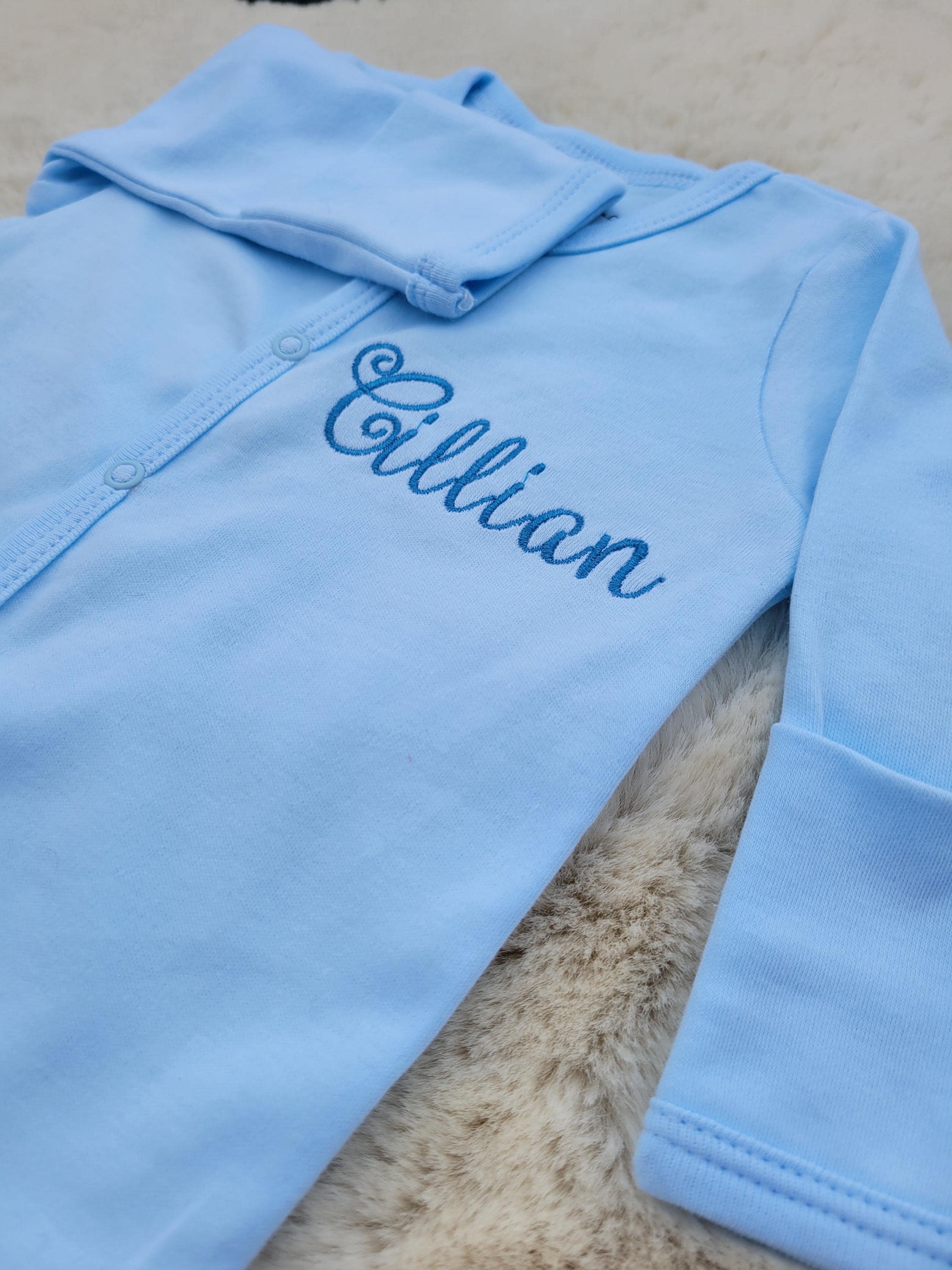 Embroidered Name Baby Sleepsuit: Personalized Cotton Gift