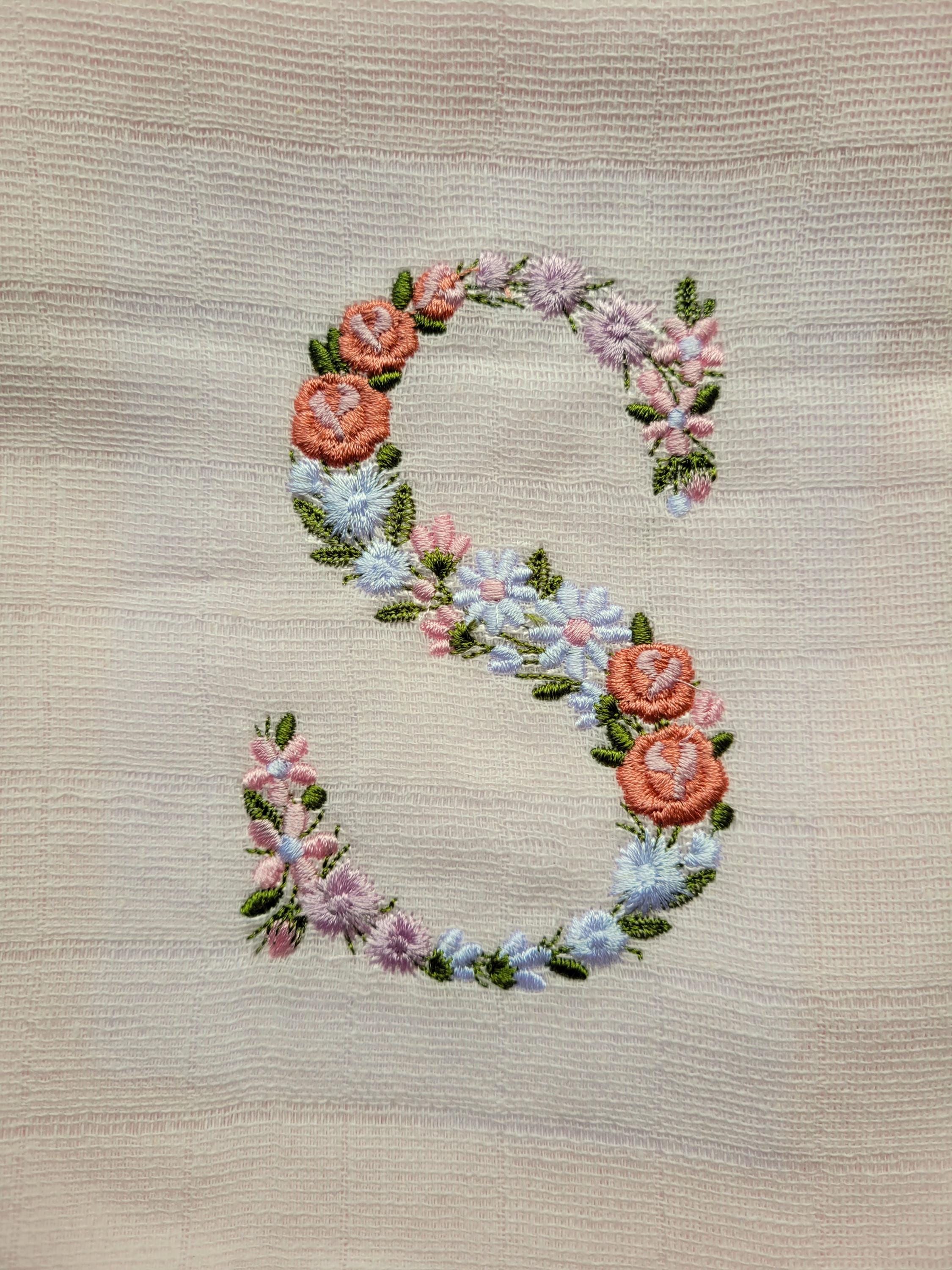 Embroidered personalised muslin cloth | Personalised muslin square | Baby gift | Baby | baby shower | burp cloth | Muslin blanket | Floral