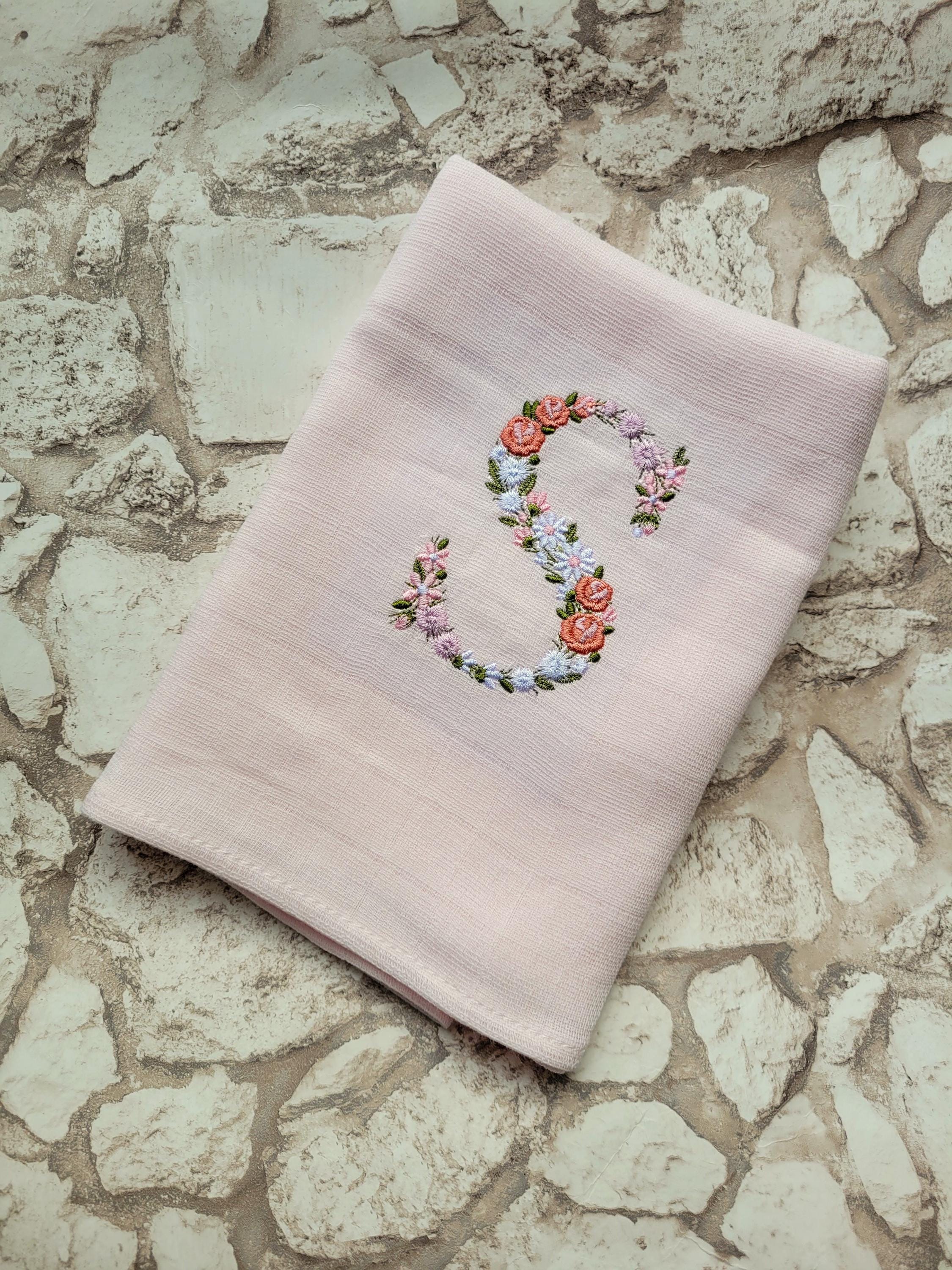 Embroidered personalised muslin cloth | Personalised muslin square | Baby gift | Baby | baby shower | burp cloth | Muslin blanket | Floral