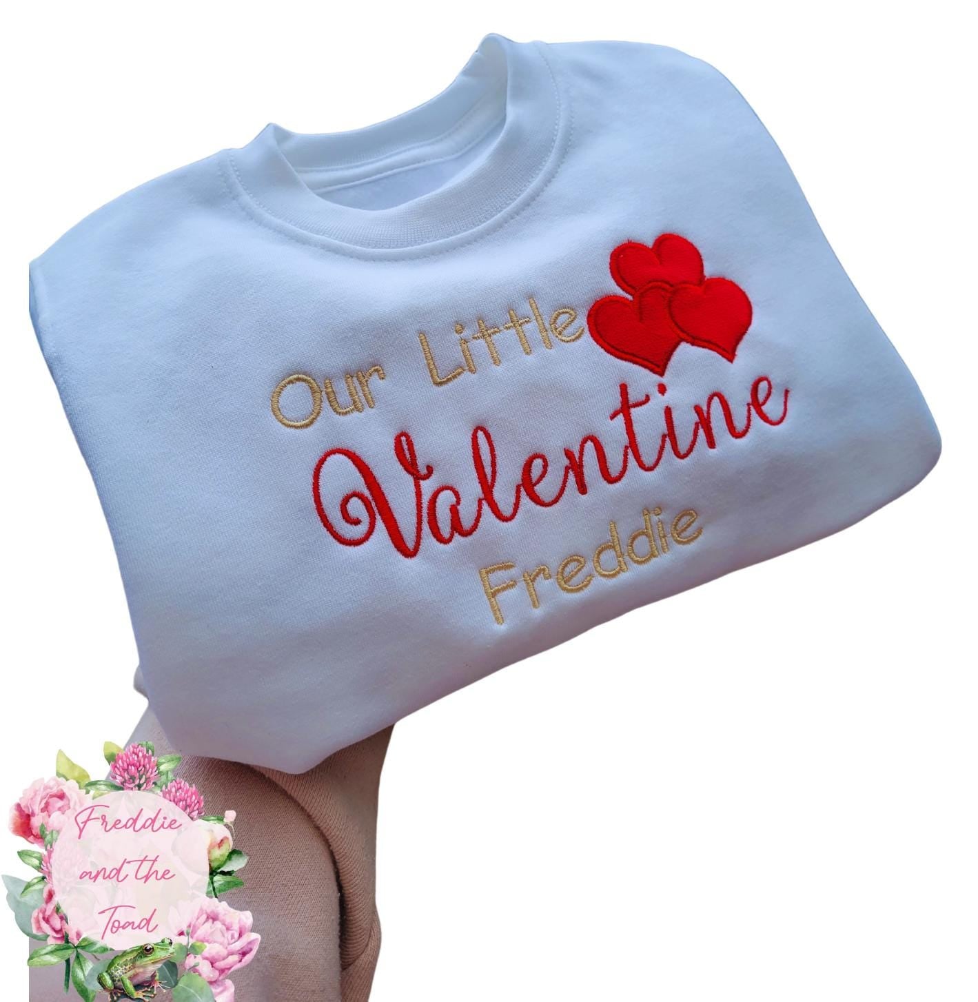 Embroidered Valentine's Sweatshirt: Personalized Velour Hearts Top