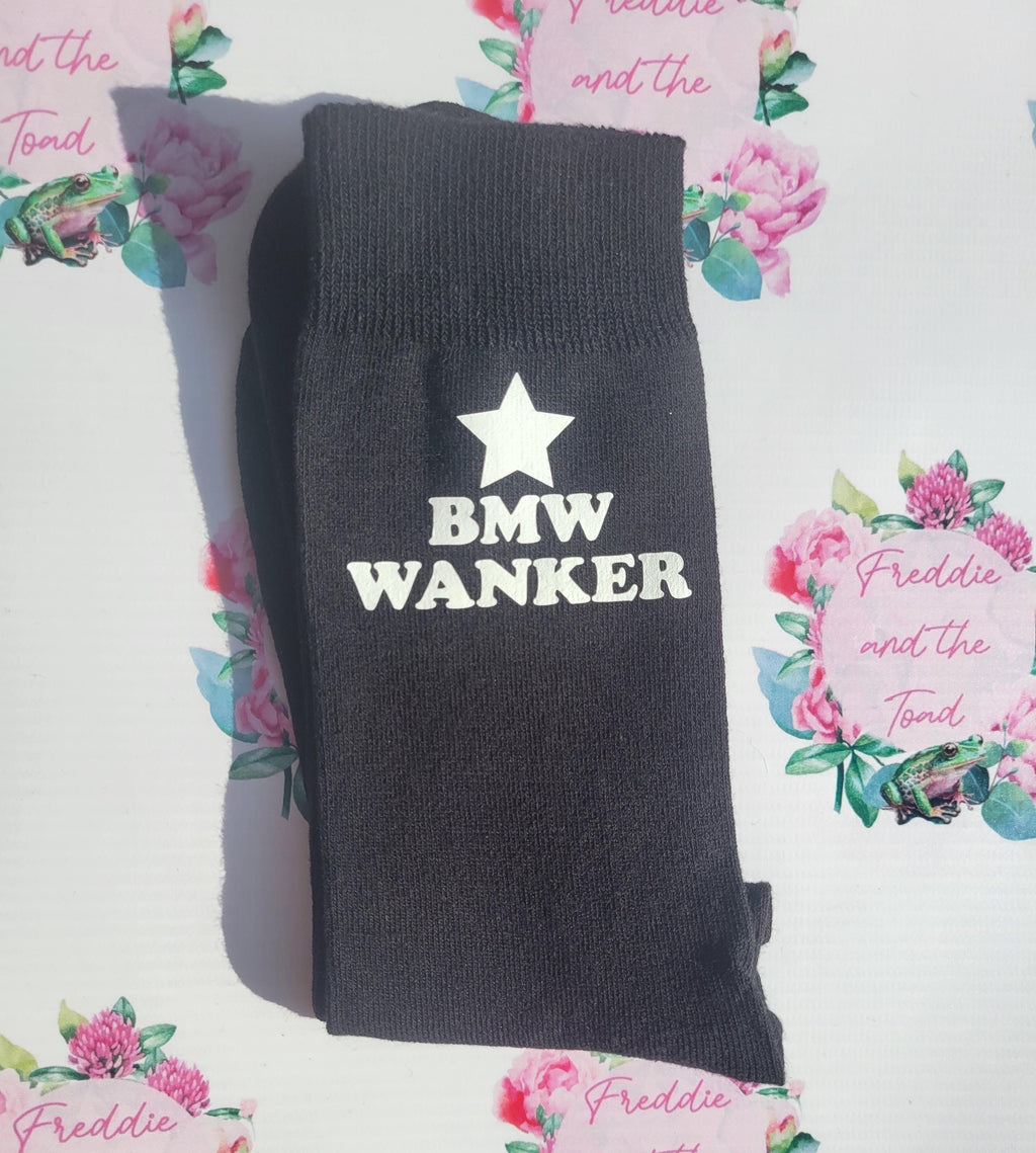 BMW Wanker Socks | Funny Novelty Gift for Him or Her