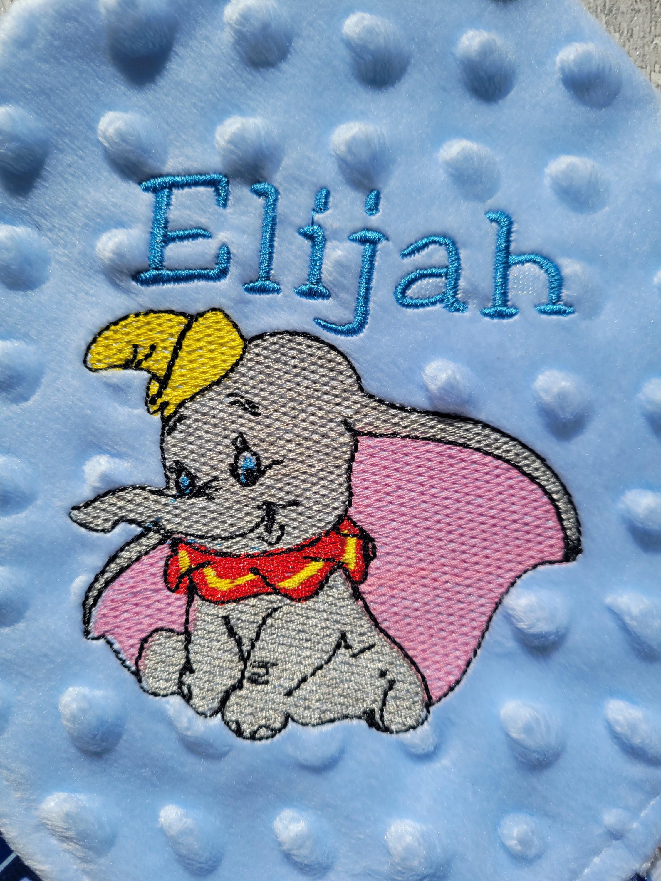 Embroidered Baby Comforter: Personalized Tag Blanket with Satin Ribbons