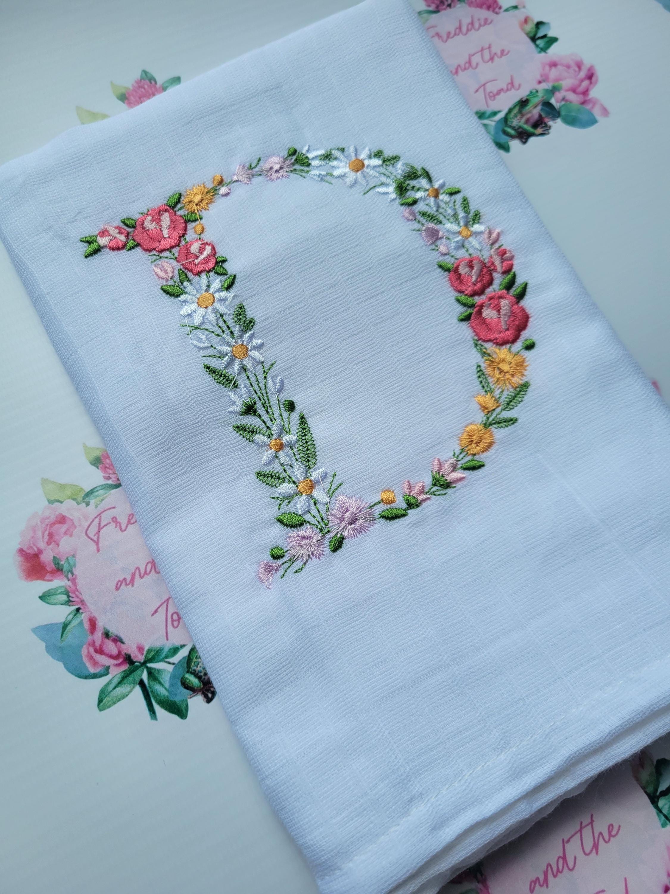 Embroidered personalised muslin cloth | Personalised muslin square | Baby gift | Baby | baby shower | burp cloth | Muslin blanket | Floral